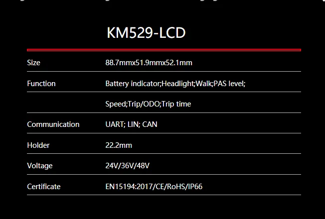 KING-METER KM529(customized) Display Electric Bike equip Monit e-Bike Speeder updated Parts Pnel Bafang  LED TFT Kit - Image 6