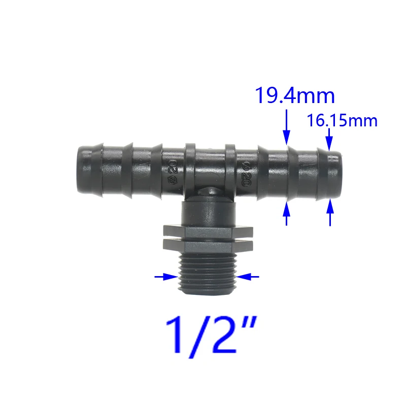 1/2 3/4 nici do 8/11mm 16mm 20mm 25mm złącze węża Tee 2-Way Splitter 3/8 1/2 3/4 rurki Pe Adapter 5 sztuk