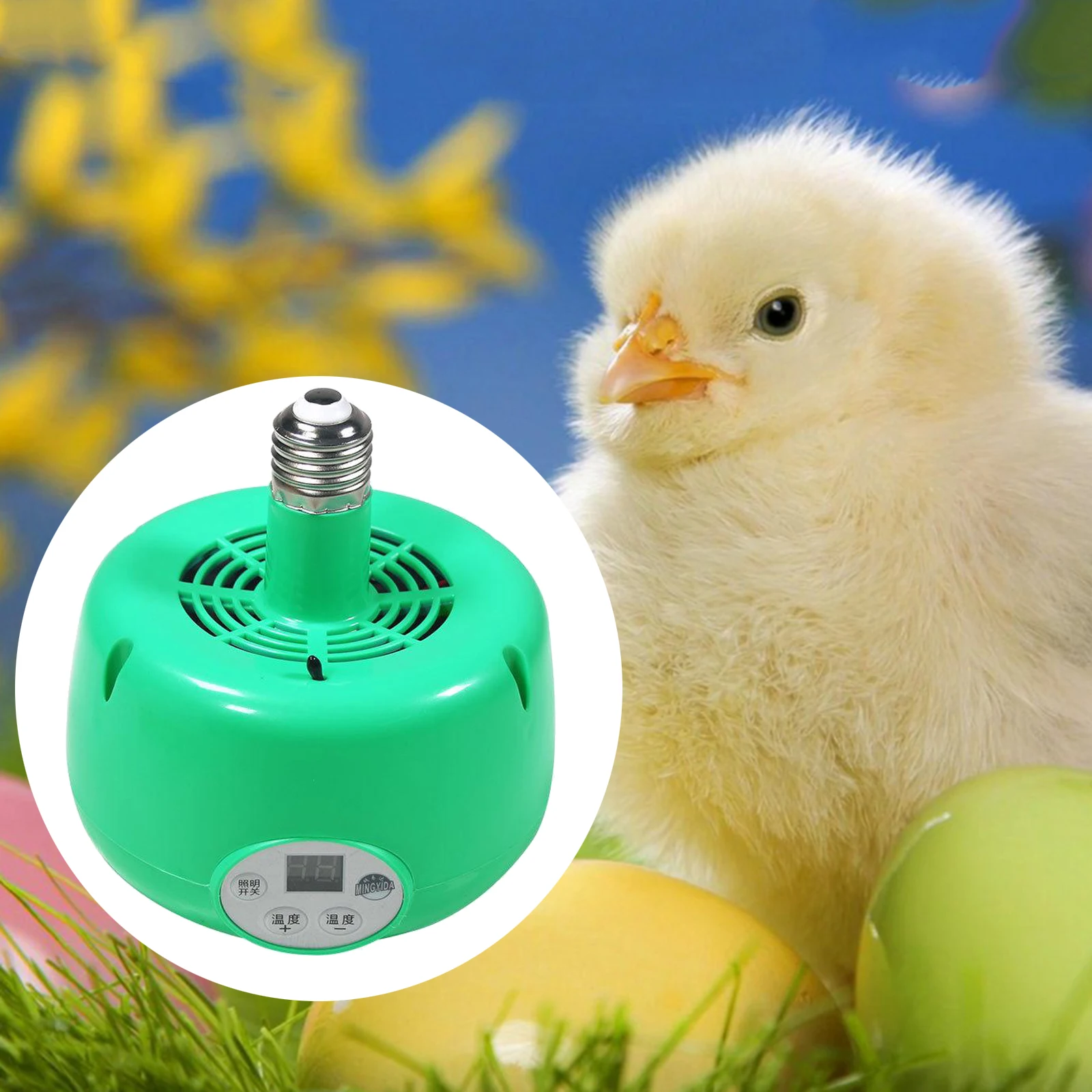 Durable 300W Safe Chicken Coop Pet Heater Livestock Heating Lamp Fan Tool 220V Automatic Temperature Control LED Light