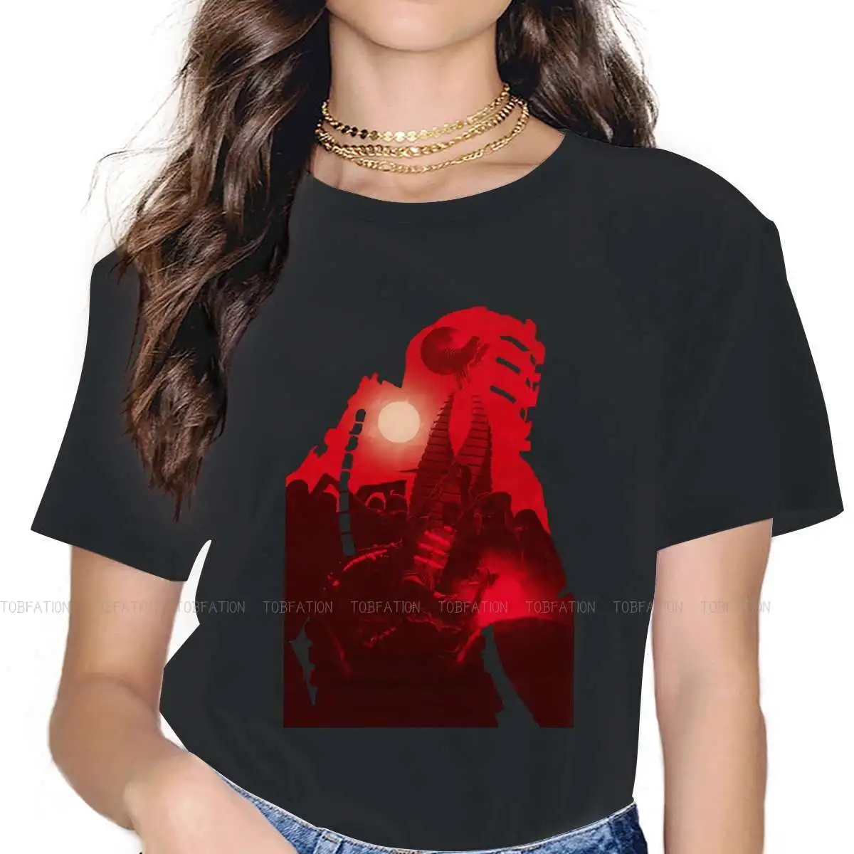 Isaac Clark Silhouette Women Clothing Dead Space Game  Female Tshirts Vintage Alternative Loose Top Tee Kawaii Girls Streetwear