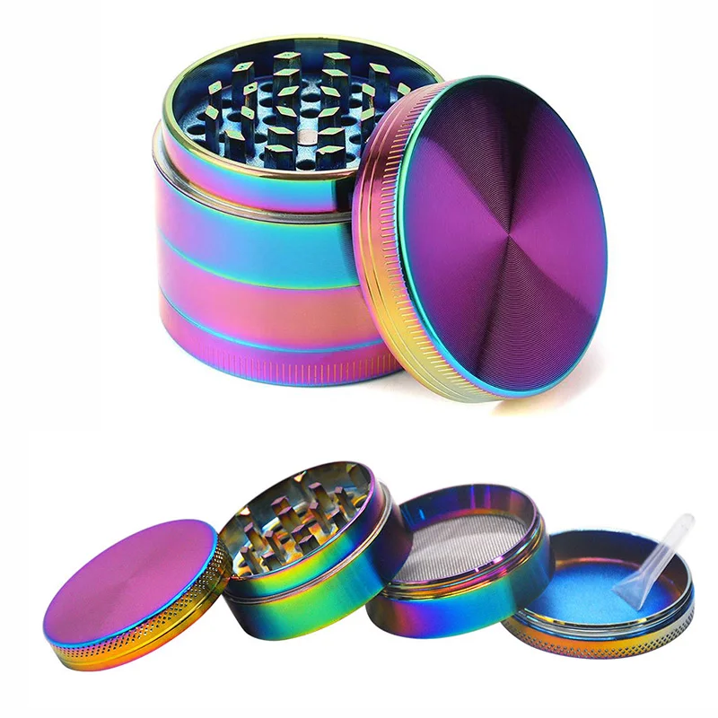 40/50mm 4 Layer Metal Tobacco Crusher Hand Muller Smoke Herbal Herb Grinder Rainbow