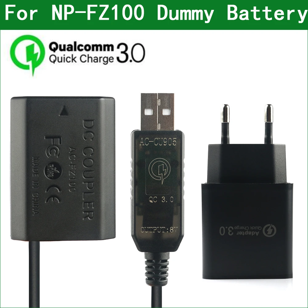 

NP-FZ100 NP FZ100 NPFZ100 Dummy Battery AC-FZ100 DC Coupler for Sony a6600 A7M3 A7RM3 A7RM4 A7SM3 a9 A9M2 ILCE-7SM3 ILCE-9 A7C