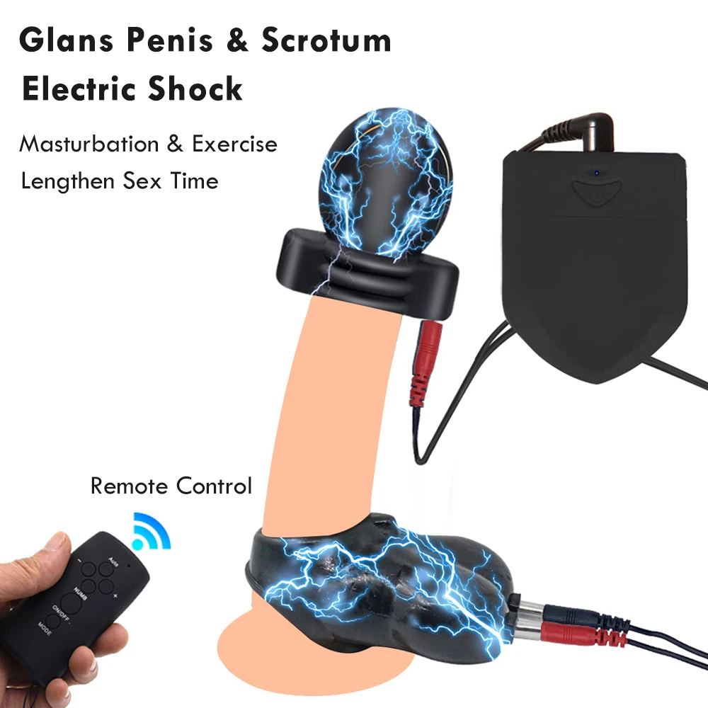 Penis Electro Stimulator Glans Vibrator Male Masturbation Electric Shock Therapy Penis Massage Delay Training Medical Sex Toys