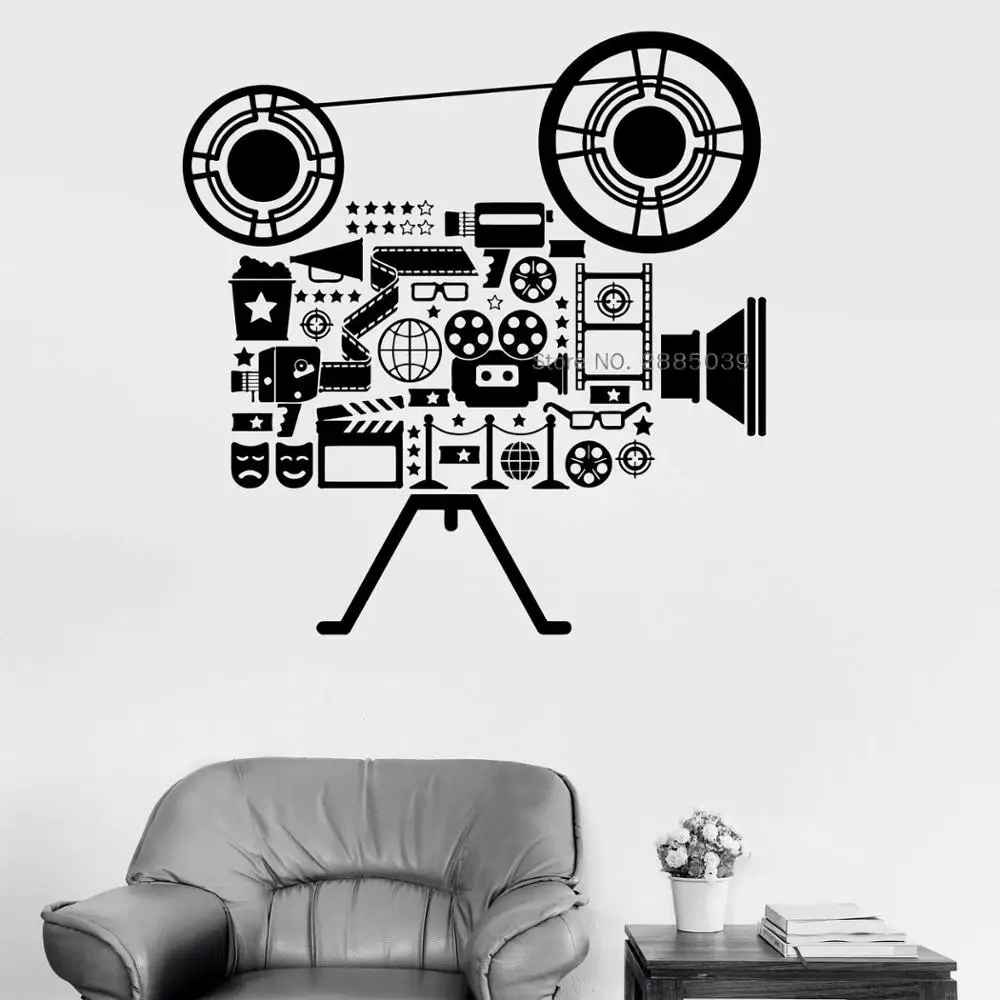 Film Drama Tool Stickers Vinyl Wall Decal Camera Filming Art Room DIY Self-sticking Stickers Movie Style Wallpapers New LC1596