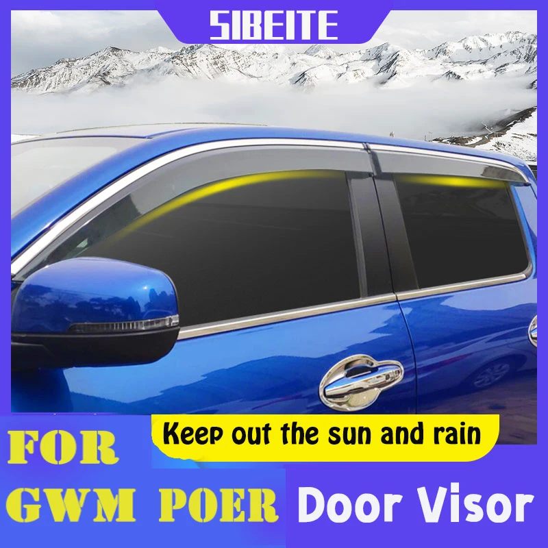 For Great Wall GWM POER Car Door Visor Rain Shield Stainless steel window strip Decorative strip FREE SHIPPING