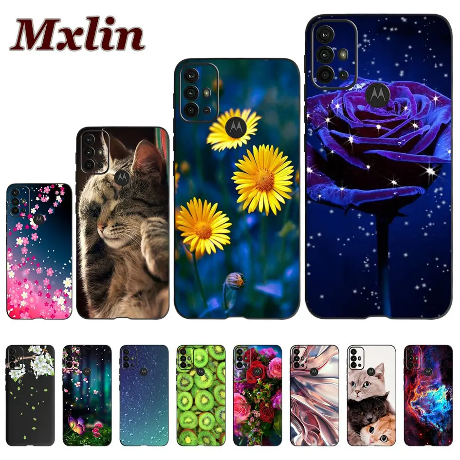 Funda Moto G20 para Motorola Moto G30 G10 funda de teléfono moda flor pintada parachoques para MotoG20 G 20 XT2128-1 G 30 cubierta suave Capas