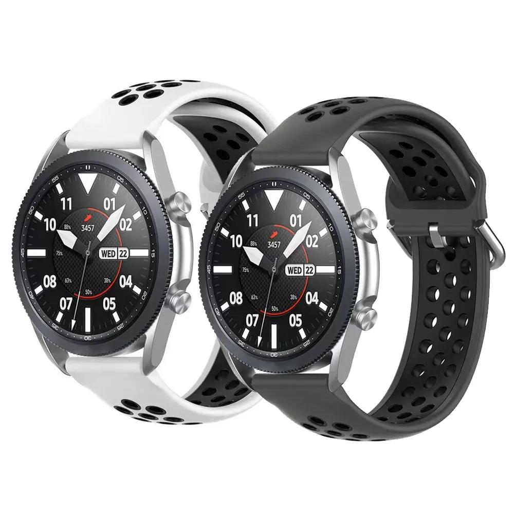 22Mm 20Mm Twee-Kleur Siliconen Band Voor Samsung Galaxy Horloge 3 Huawei Horloge Gt Sport Ademend Vervanging band Voor Amazfit Gtr