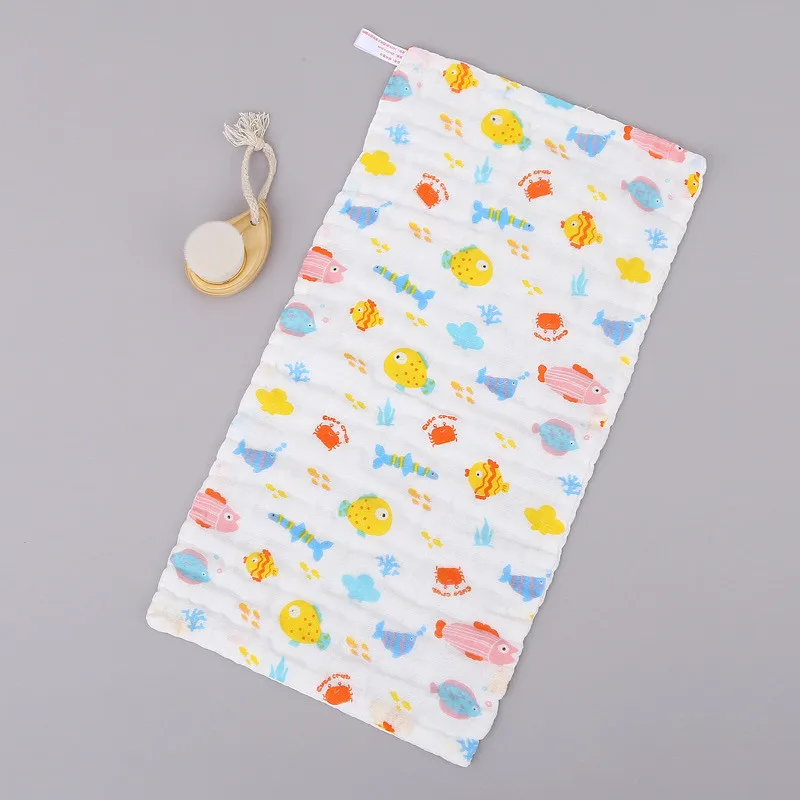 1/2 pieces/baby towel-6 layers of pure cotton gauze soft cartoon pattern bath towel feeding saliva towel