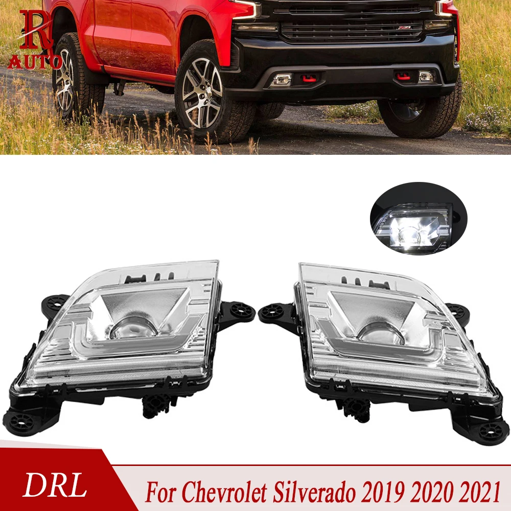 

R-AUTO Daytime Running Lamp Car Front Bumper DRL Daylights Daytime Running Lamp Led Fog Light For Chevrolet Silverado 2019-2021