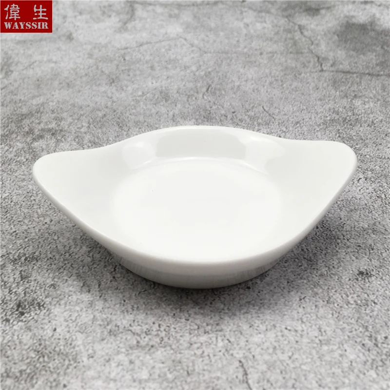 Pan Shaped White Porcelain Snack Dish, Hotel Breakfast Dinner, Oil Soy Sauce Household Tableware, Ceramics Buffet Washabi Plate