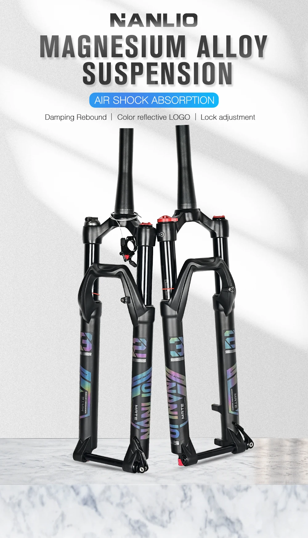 NANLIO X7 Fahrrad-Luftgabel, Rückprall-Einstellung, 26/27,5/29 Zoll, gerade/konisch, RL/LO MTB-Fahrradgabel, 120 140 mm, Reisen – Detail 18