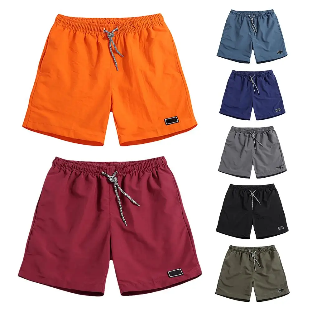 Men Casual Breathable Quick Dry Pants Pockets Beach Solid Color Sport Shorts Men\'s Short Jogger Shorts Pant Summer Gym Shorts