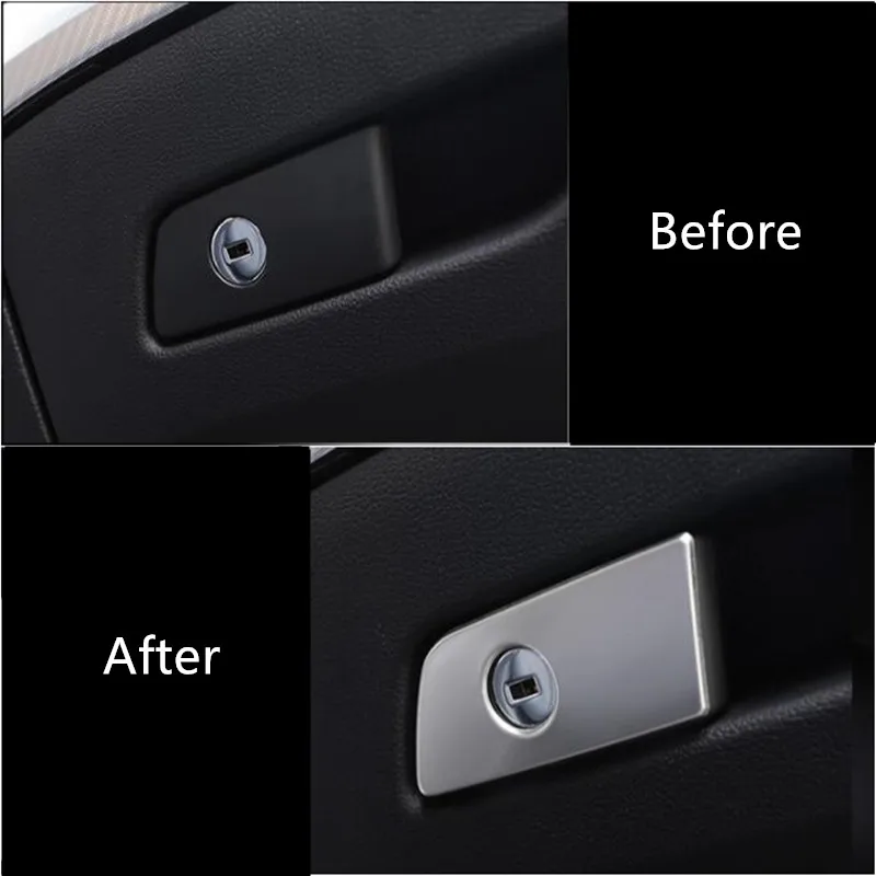 Stainless Steel Copilot Glove Box Switch Sequins Decoration Cover Trim For Audi A4 2017 2018 LHD Car Interior Accessories