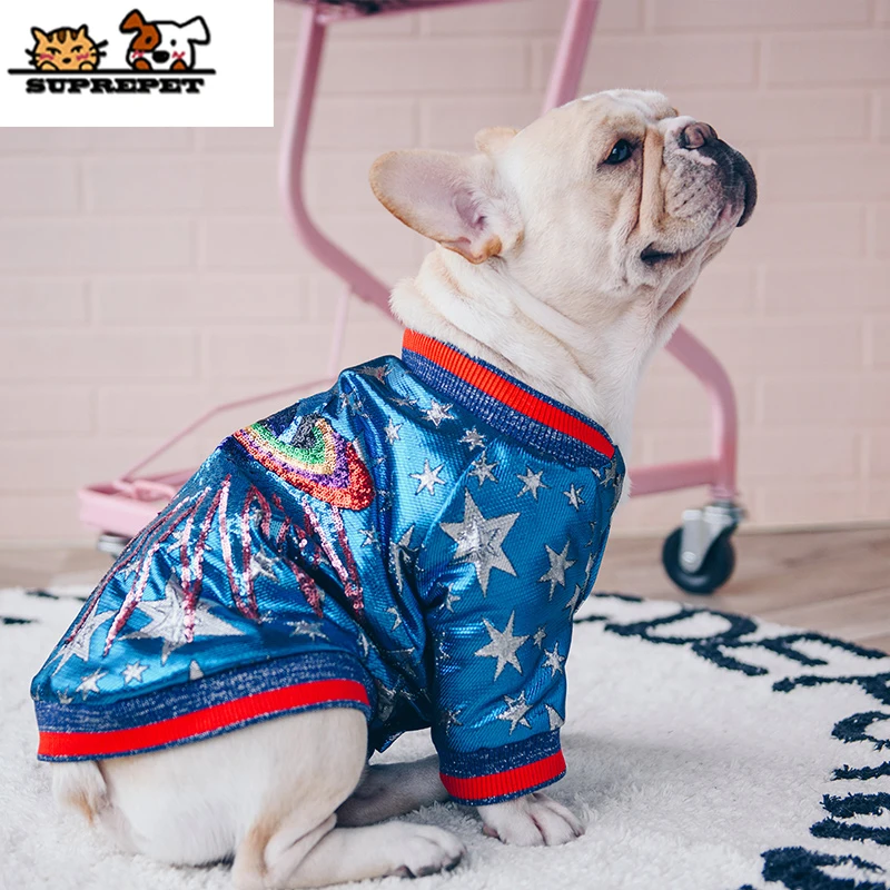 SUPREPET French Bulldog Pet Trend Dog Suit Winter Comfortable Warm Silk Retro Dog Jacket French Bulldog Chihuahua Dog Clothes