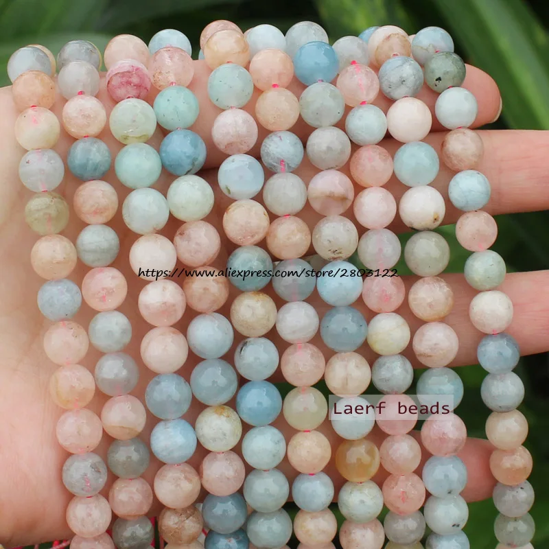 Natural Morganite Stone Round Beads 15