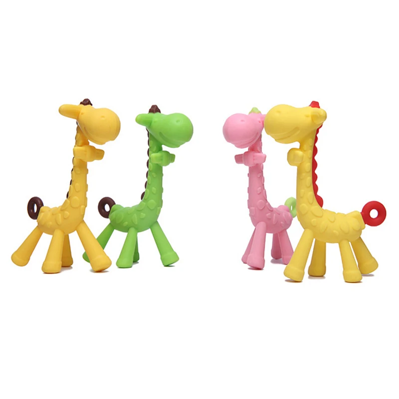 1PC Giraffe Silicone Teether Toys Silicone Beads Soft teether DIY Baby Teething Necklace Accessories Infant Chew Toys Giraffe Ba