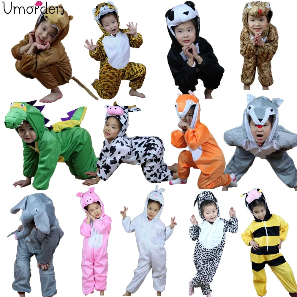 Umorden Kinder Kinder Tier Kostüm Cosplay Dinosaurier Tiger Elephant Halloween Tiere Kostüme Overall für Jungen Mädchen