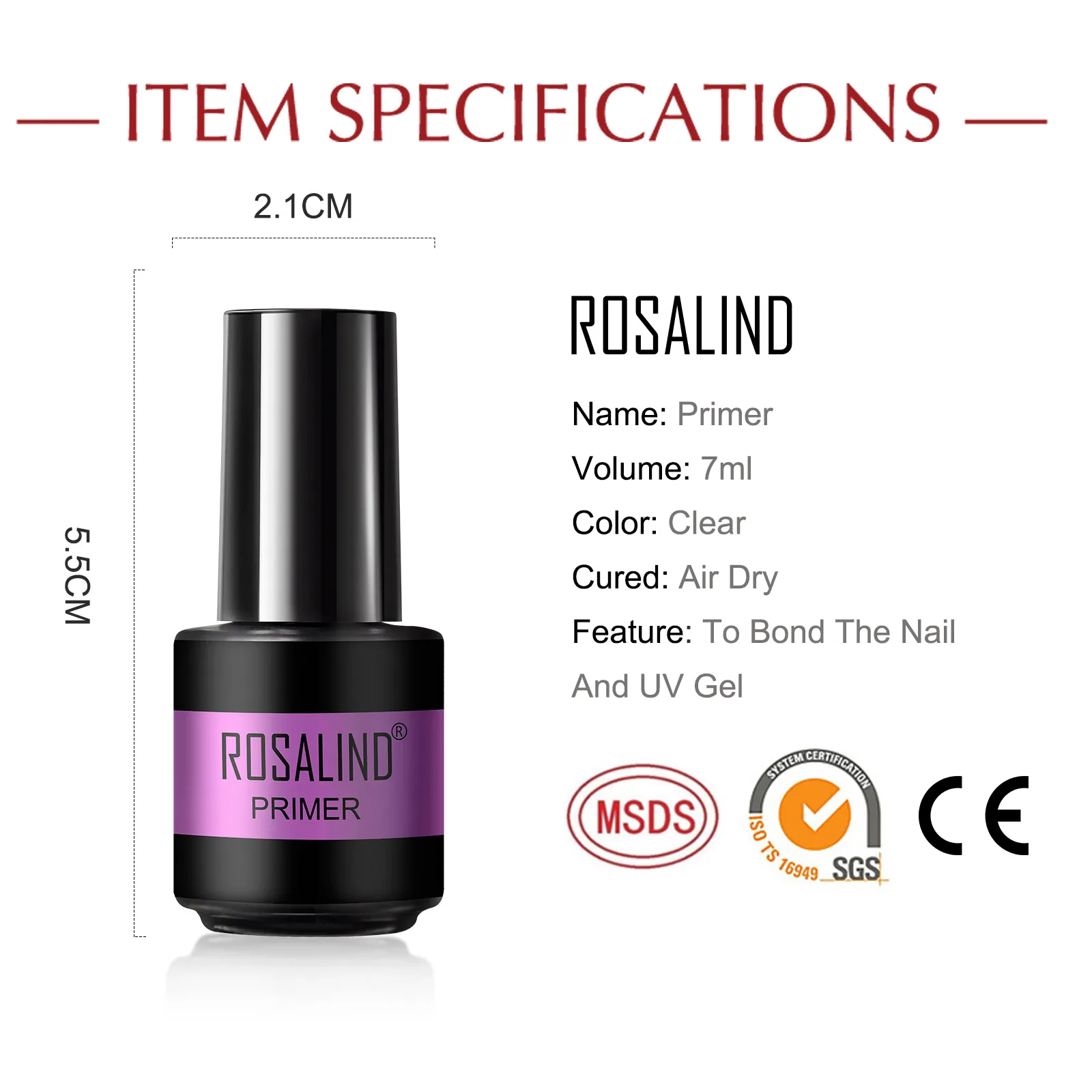 Rosalind Primer Top Base Coat 7Ml Gel Nagellak Voor Manicure Langdurige Nail Art Salon Gel Vernis Uv led Kleur Gel Polish