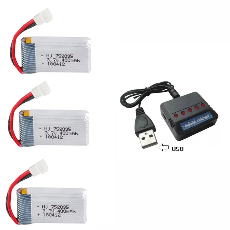 3.7V 400mAh 35C Lipo batterij en batterijlader voor X4 H107 H31 KY101 E33C E33 U816A V252 H6C RC Quadcopter Drone reserveonderdeel