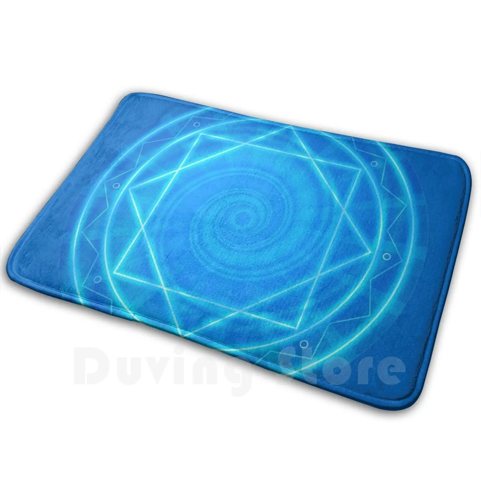 Pure Energy Blue Mandala Circle Carpet Mat Rug Cushion Soft Symbol Circle Sacred Magic Power Mandala Geometric