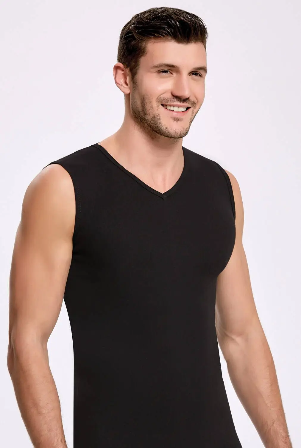 Principle of 1009 Black V Neck Men 'S Undershirt 10 PCs