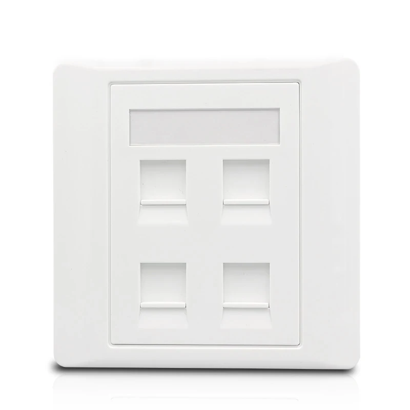 4 Sockets CAT7 RJ45 Keystone Network Outlet Jack Shielded CAT.6A Ethernet Wall Panel Board 86x86mm