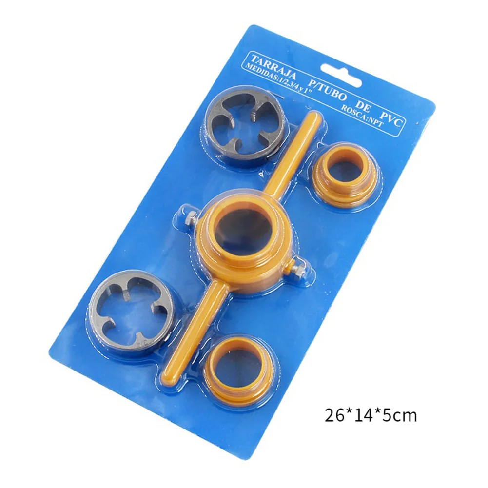 6Pcs/Set Plastic Pipe Thread Die Kit Threader PVC Thread Maker Tool 1/2" 3/4" 1" For Pump Pipe Tap Die Plumbing Repair Hand Tool