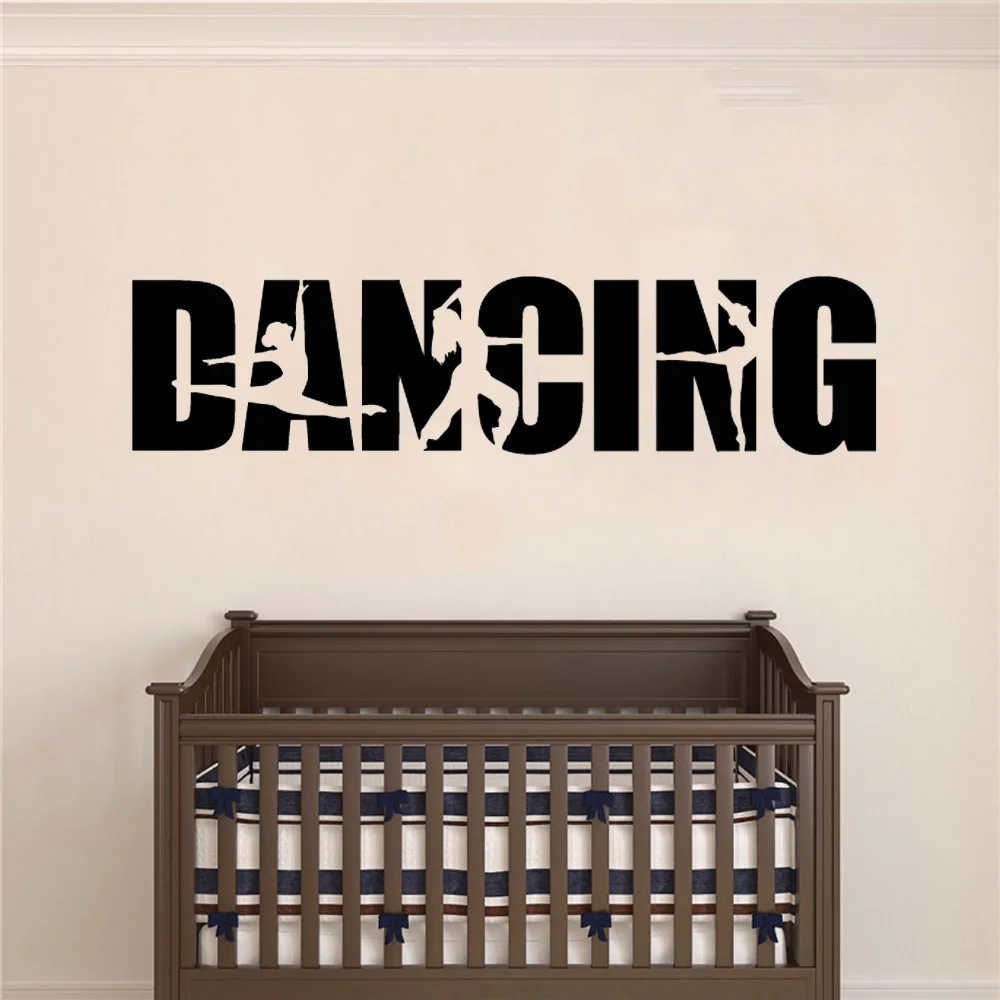 Vinyl Wall Decal Dancing Word Ballet Hip Hop Dancers Girls Dance Studio Stickers Mural Decor Ballet Dancer Home Decor CL04