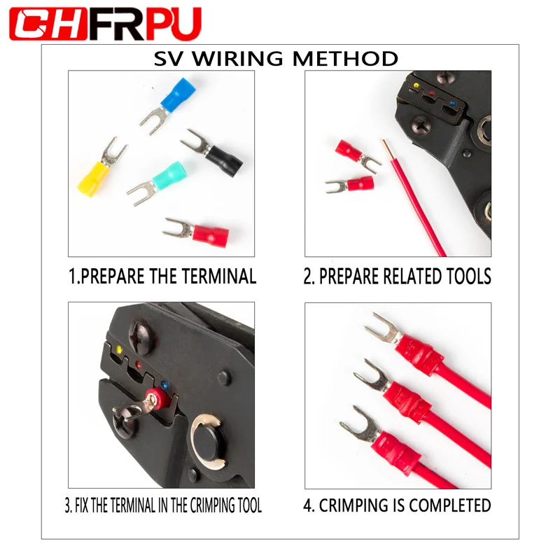 Terminale a crimpare cavo connettore cavo forcella da 100 pezzi SV1.25-3 SV1.25-4 SV2-3 terminale preisolato rosso blu