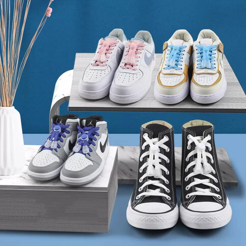 Klassische Schnürsenkel mit Schnallenverschluss, flache Schnürsenkel ohne Binden für Sneaker, Kinder und Erwachsene, schnelle und bequeme Schnürsenkel für Schuhe, Zubehör – Detail 11