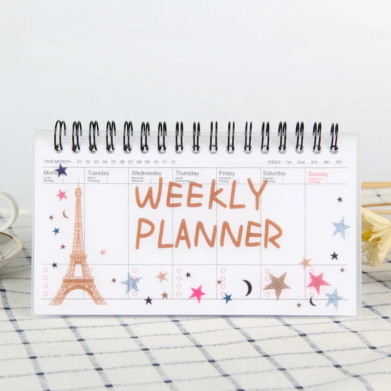 Flamingo Notebook Cartoons Weekly Planner Agenda Monthly Kawaii Libreta Planificador To Do List Semanal Carnet Cahier Notepad