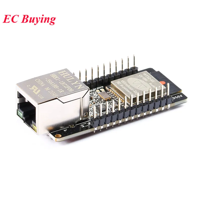 2pcs/1pc WT32-ETH01 Embedded Serial Port Networking Ethernet BLE WIFI Combo Gateway MCU ESP32 Wireless Module Board WT32 ETH01