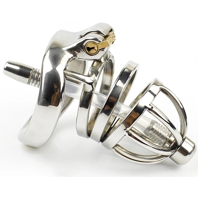 BLACKOUT A27X Stainless Steel Male Chastity Device Cock Cage with/without Barbed Anti-off Ring and Catheter Penis Fetish Adult