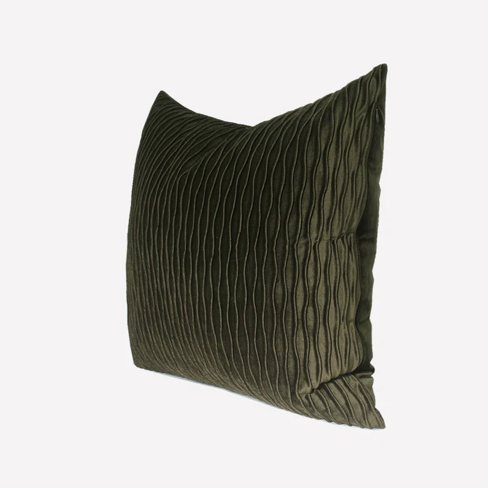 Army Green Crimped Wavy Striped Square Pillowcase Cushion Cover Removable and Washable Throw Pillows for Living Room Sofa