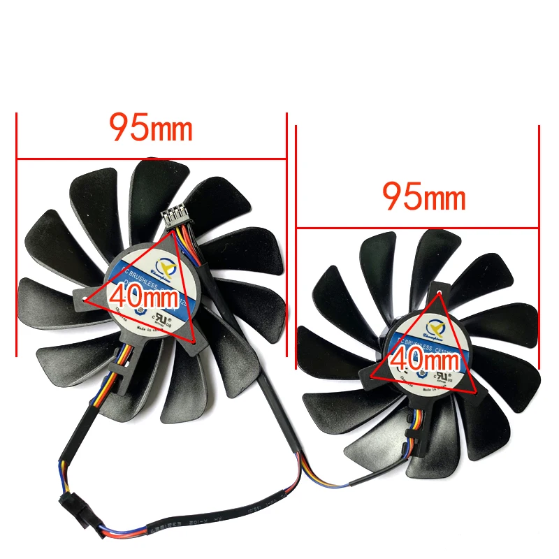 NEW 2PCS 95MM FDC10U12S9-C CF1010U12S 4PIN RX5700 GPU Fan For Powercolor RX 5700 Sports Edition 8GB GDDR6 RX 5700 XT Red XFX 580