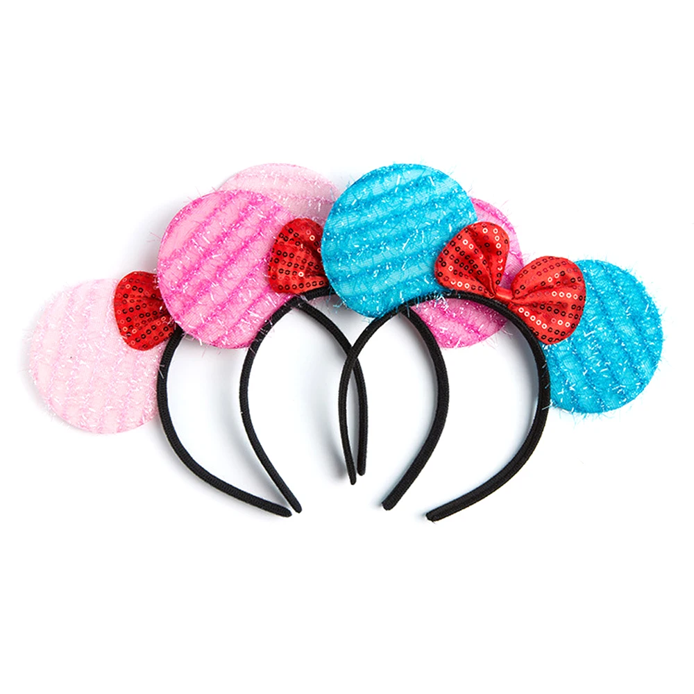 Diadema con orejas de Mickey Mouse para bebé, accesorios para el cabello para mujer, diadema de Navidad para niños, decoraciones de fiesta de feliz