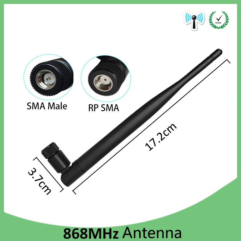 1-2p 868MHz 915MHz lora antenna 5dbi RP-SMA Connector GSM antena straight 868 MHz 915 antenne 21cm SMA Male /u.FL Pigtail Cable