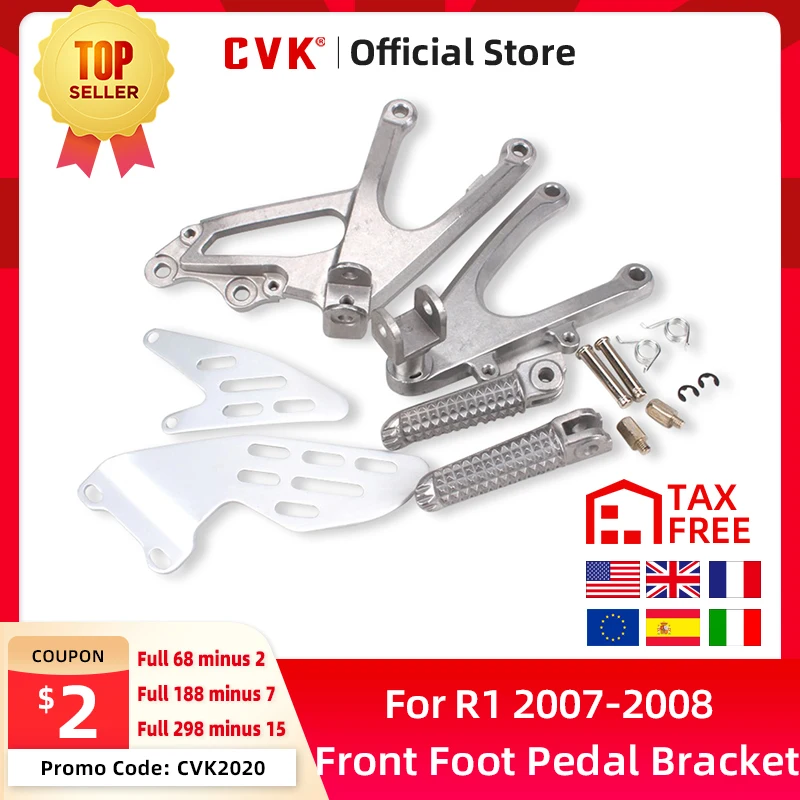 CVK Front Foot Rests Pedal Bracket Assembly Kit For Yamaha YZF R1 2007 2008 YZF-R1 YZF1000 Motorcycle