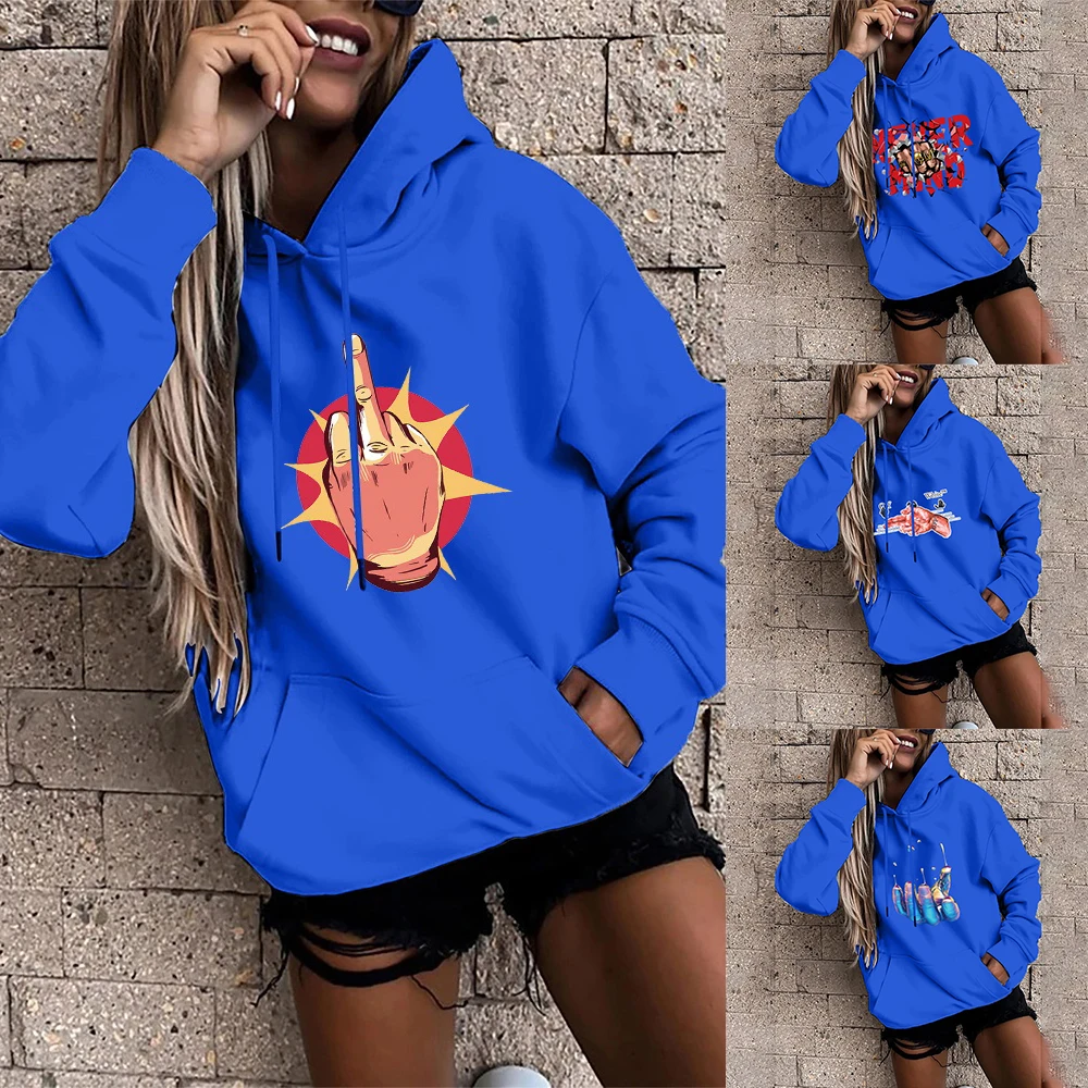 

Womens Pullover Sweater Spring and Autumn Hoodie Couple Fashion Hooded Jacket Ladies 2021 New Pattern Printing Casual Top