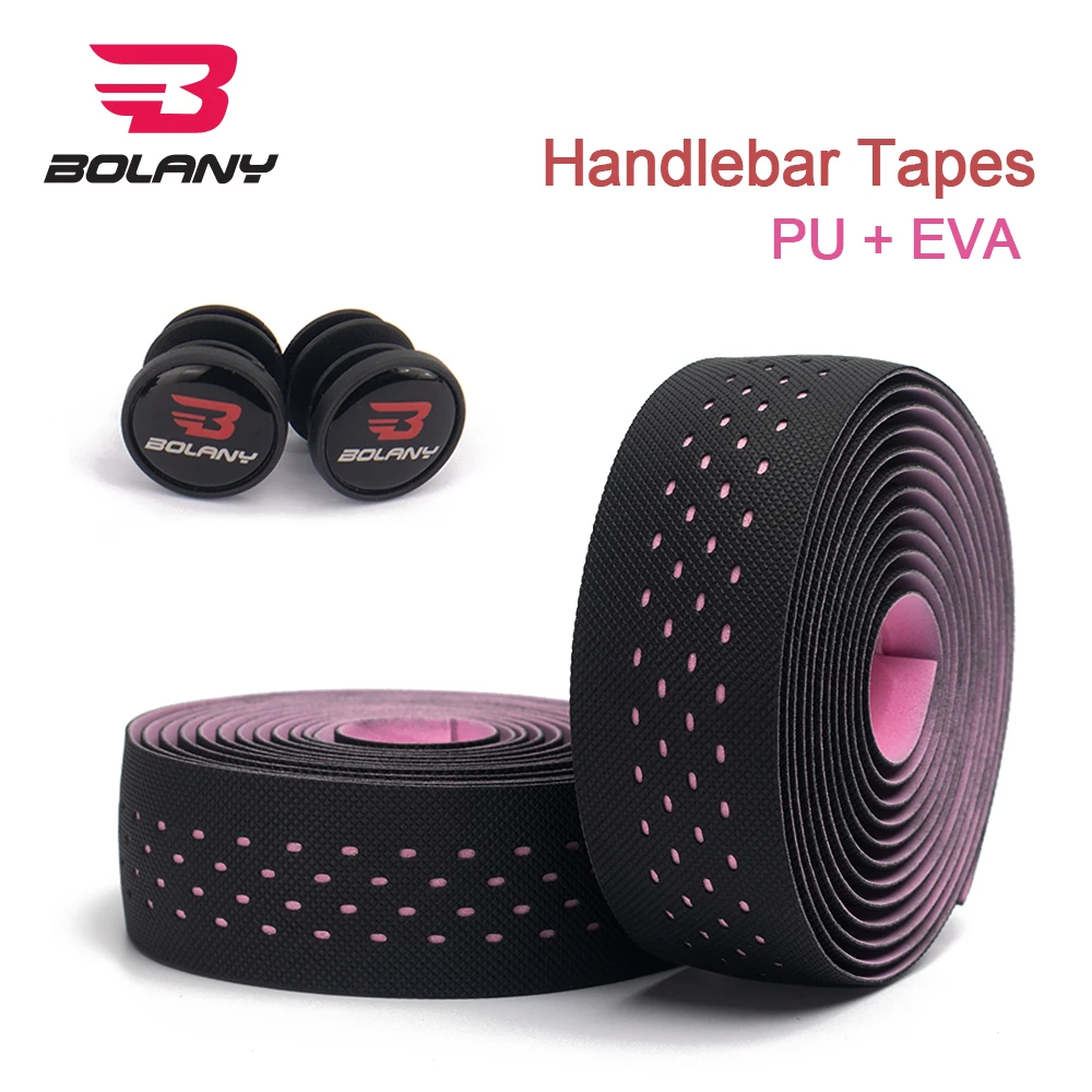 Bolany Bike leather Handlebar Tapes With Bar Plugs Soft breathable Anti-slip PU EVA Belt Cork Road