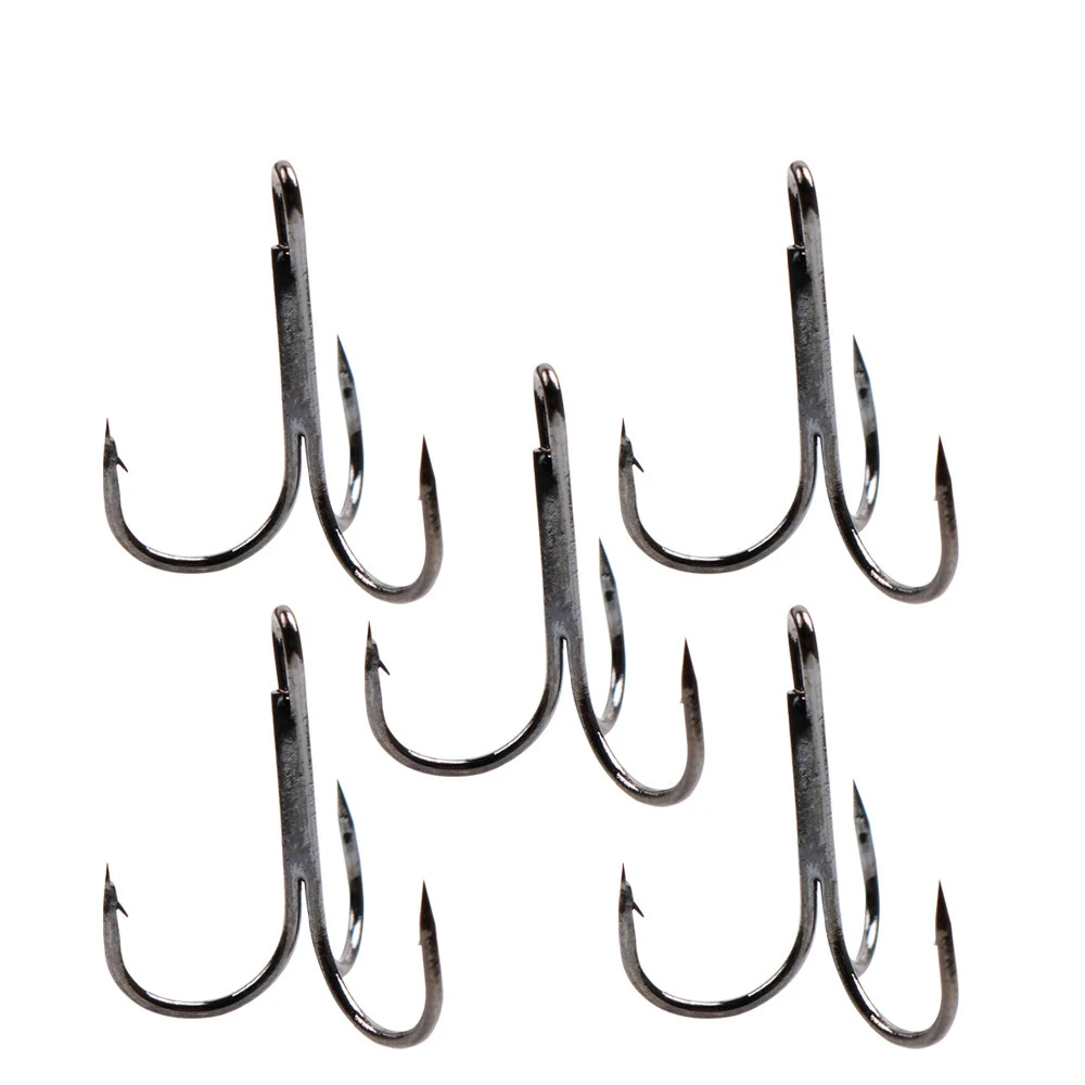 10Pcs/Lot High Carbon Steel Sharp Treble Hooks For Lure 2/4/6/8/10# Black Barbed Fishing Hook Tackle For Bass Peche Carp