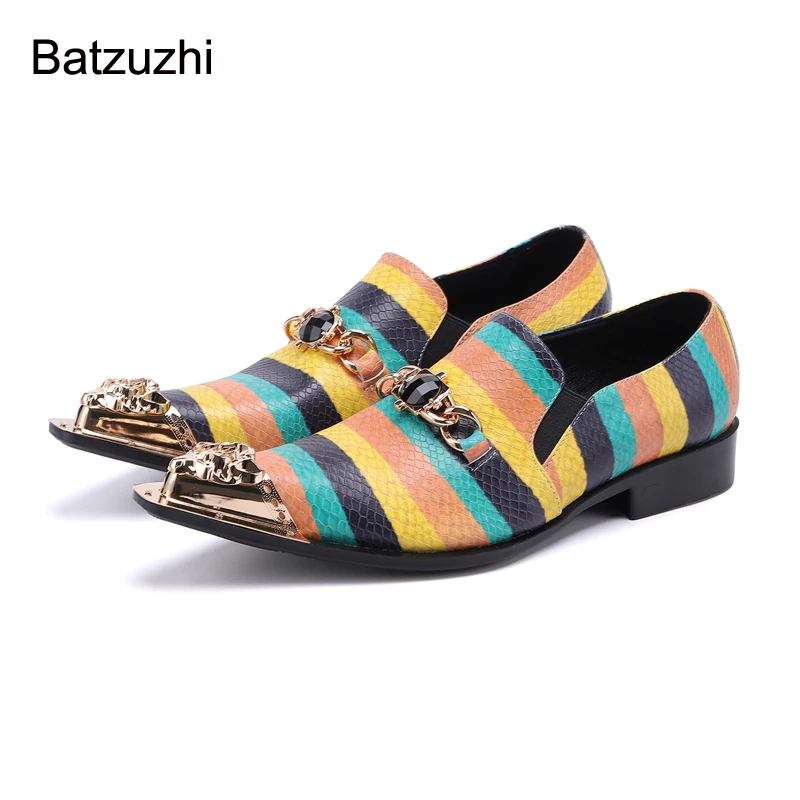 Batzuzhi Italian Style Handmade Men Shoes Multi Leather Dress Shoes Men Slip On Fashion Party/Wedding Shoes Men Zapatos Hombre