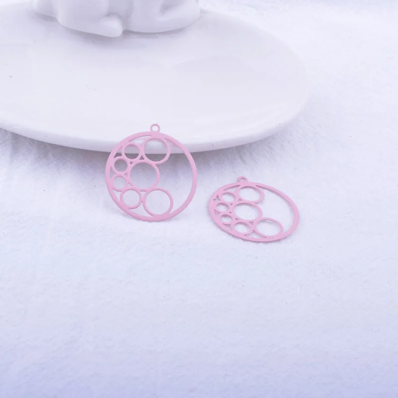50 Stück AB6030 25mm Runde Anhänger aus Messing in Blattform für DIY-Schmuckherstellung und Ohrringzubehör – Detail 9