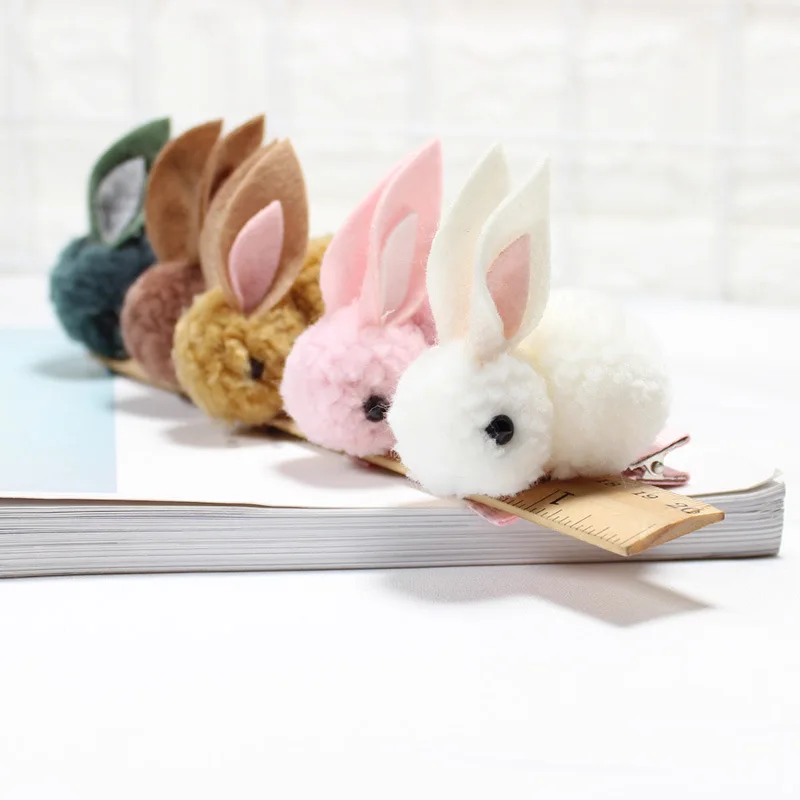 Cute Hair Ball Rabbit Hair Clip Children\'s Girl Animal Hairpins Korea Simple Hair Accessories Headwear Barrette Stick Hairpin