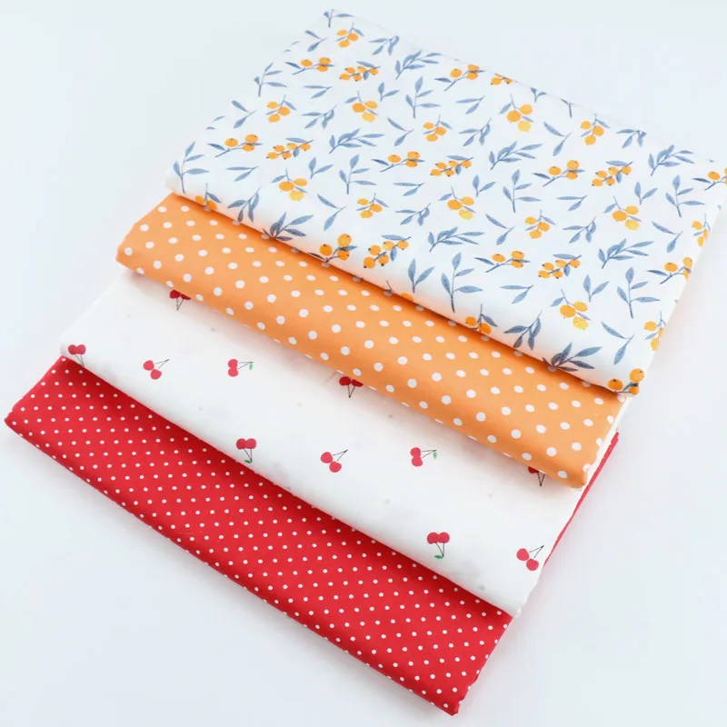 160x50cm Fruit Loquat Twill Cotton Printed Sewing Fabric Making Baby Skin-Friendly Bedding Pajamas Cloth