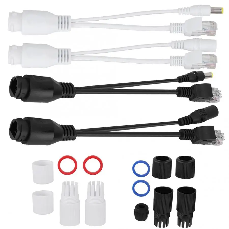 5 Pairs CCTV Passive POE Adapter Cable Power Over Ethernet POE Injector Waterproof For IP Security Camera