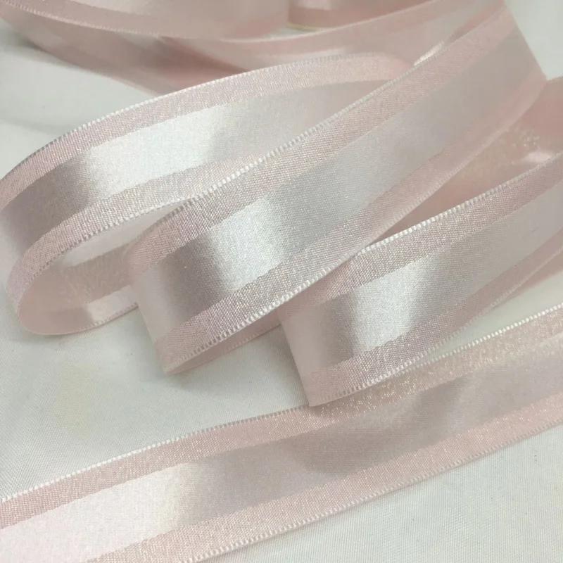 Satin With Lurex Weaved Ribbon 2.5cm 5Y For Gift Floral Cakebox Packing Handmade Craft Bows Wedding Christmas Holidays Deco