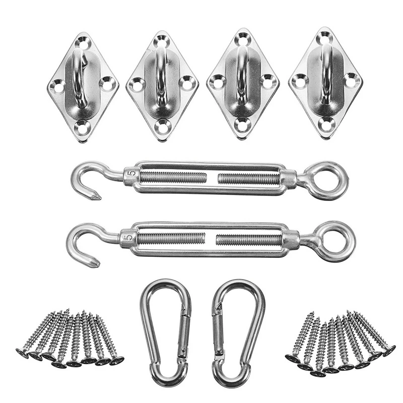 24Pcs M5 Stainless Steel Sun Sail Shade Sail Canopy Fixing Fittings Accessories Kit Sun Canopy Fixing Fittings Awning Tools