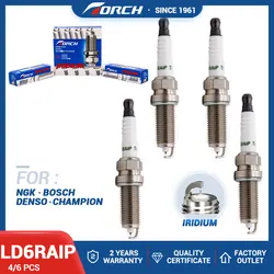 NEW 4/6PCS TORCH Iridium&Platinum Spark Plugs LD6RAIP Replacement for VR8NII35U Denso IXEH20TT Candle DF6H11B Ignition