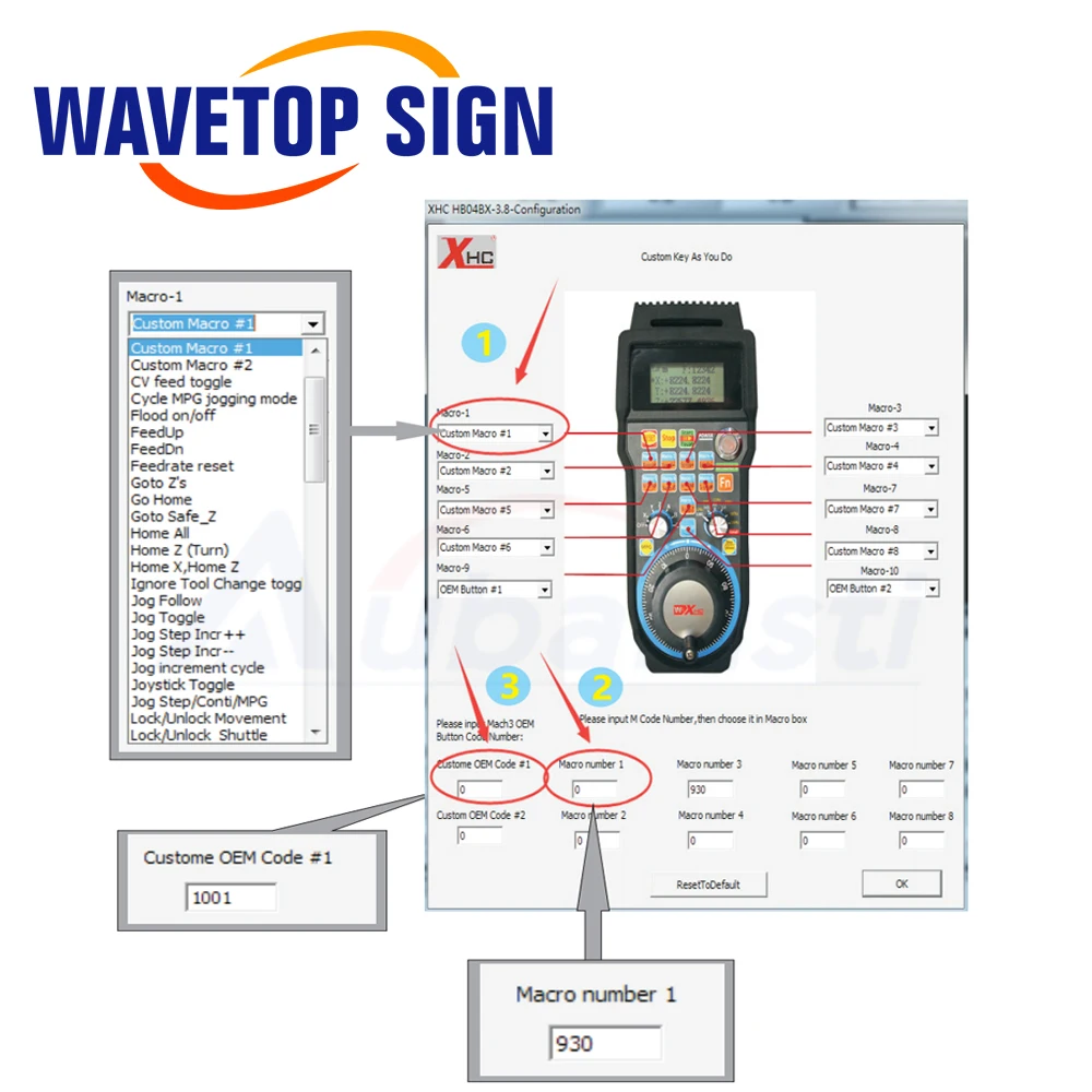 WaveTopSign XHC LHB04B 4แกน6แกน Mach3สาย MPG จี้ Handwheel CNC Controller สำหรับเส้นทาง CNC แกะสลักเครื่อง